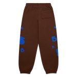 Brown sweatpants with blue graphic accents, comfortable and stylish for casual wear.