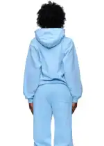 Comfortable light blue hoodie with web design for streetwear style. Perfect for casual wear and show.