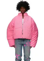 Pink 5Star Puffer Jacket for women, stylish and warm, perfect for winter fashion.