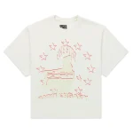 Anniversary graphic T-shirt with Sp5derworlwide logo and star design, perfect for fans and collector.
