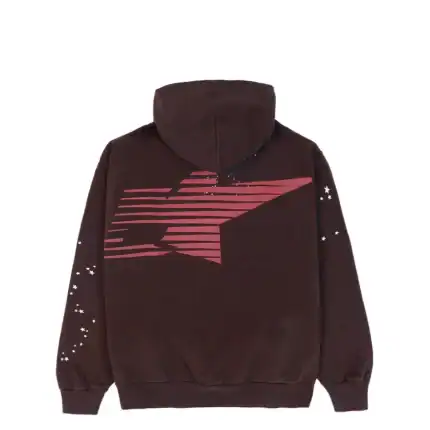 Sp5der Araignee Hoodie with cosmic star design in black and red.