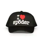 I love Sp5der trucker cap with red heart design.