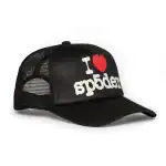 I love Sp5der embroidered trucker cap with mesh back for stylish casual wear.