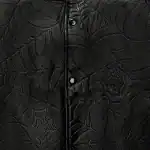 Debossed web pattern leather jacket for a bold, stylish look. Perfect for fashion-forward individual.