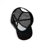 Black mesh cap with adjustable strap for streetwear style.