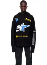 Oversized Sp5derworlwide hoodie with racing and racing-inspired graphics. Perfect for fans of street.