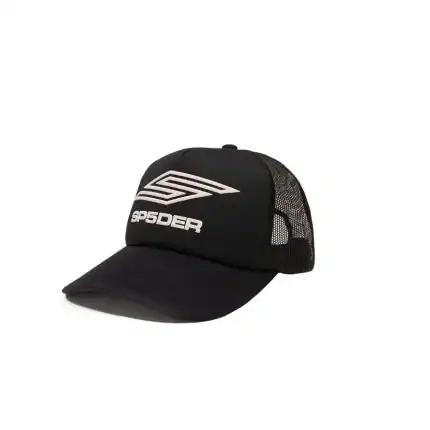 Trucker hat with Sp5der logo, black mesh and adjustable strap. Perfect for casual wear and outdoor a.