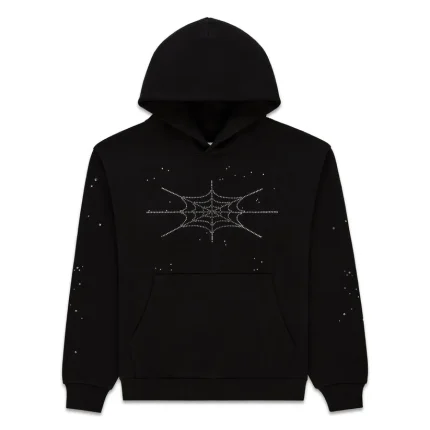 Sp5der Rhinestone Silk Blend Hoodie