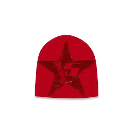 Rhinestone star and skull design beanie hat for stylish streetwear. Perfect for fans of Sp5derworlwi.