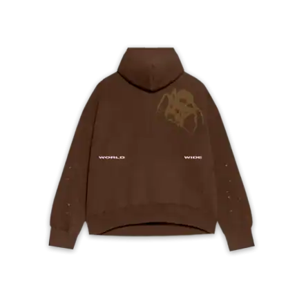 Hoodie with Sp5der logo and "World Wide" text for streetwear style.