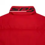 Red SP5derworlwide Trackhawk puffer jacket with logo on collar.