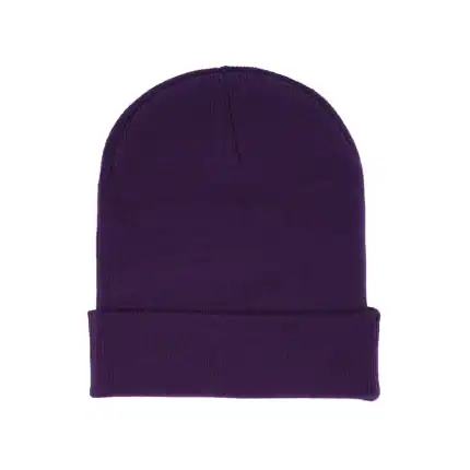 Friendly purple beanie for stylish warmth and comfort.