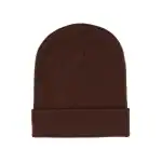 Brown knit beanie hat, perfect for winter and casual wear.