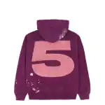 Hoodie with large pink number 5 and spider web design, perfect for streetwear style.