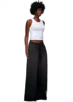 Comfortable black jumbo sweatpants with drawstring waist, perfect for casual wear and lounging.