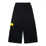 Black jumbo sweatpants with yellow logo, comfortable casual wear for men.